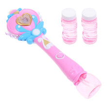 Bubble Machine with Music and Lights, Pink Fairy Wand Automatic Bubble Maker for Kids Outdoor Parties