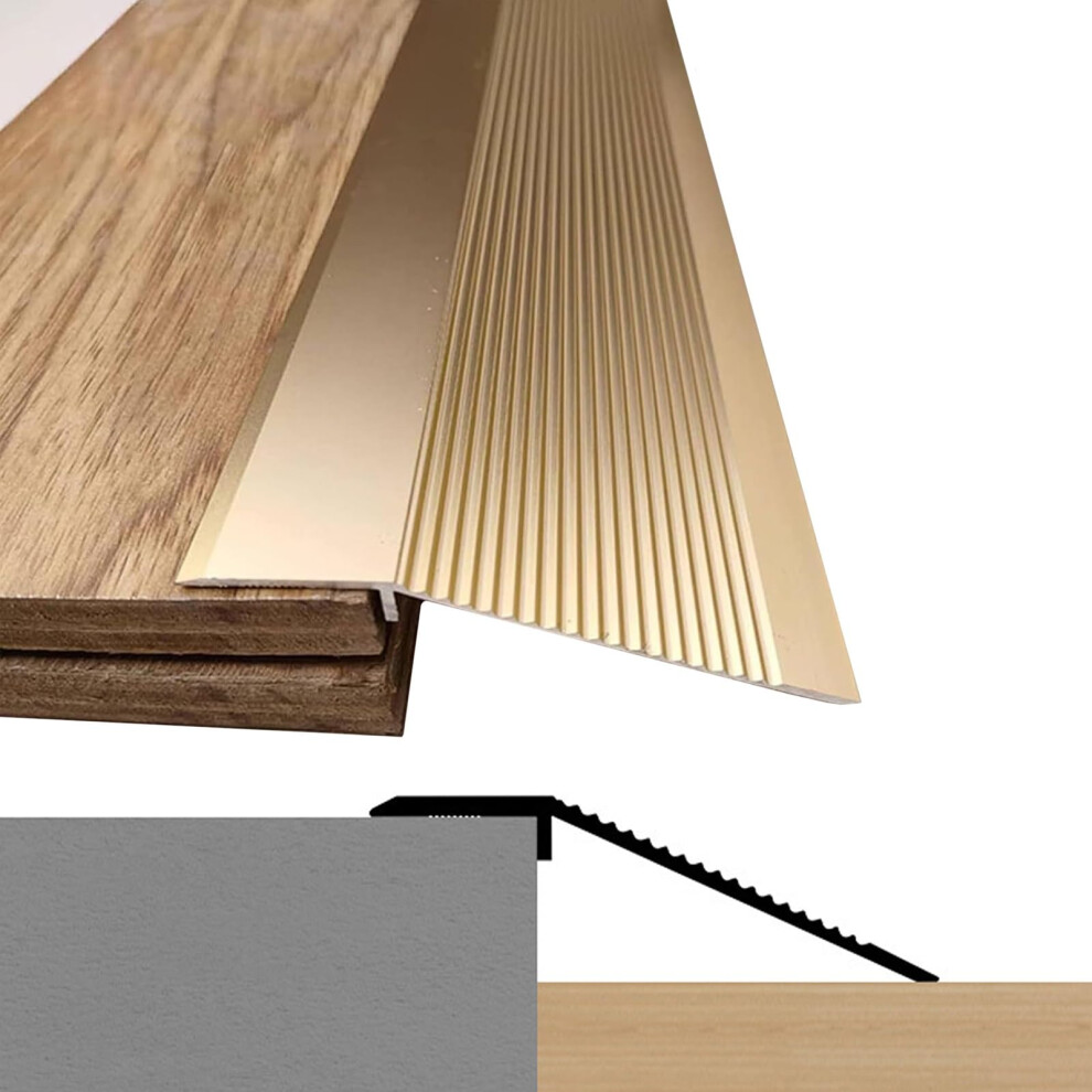 Gold Aluminum Floor Threshold Transition Strip, AntiâSlip Wheelchair Doorway Ramp, NoâDrill Adjustable Design