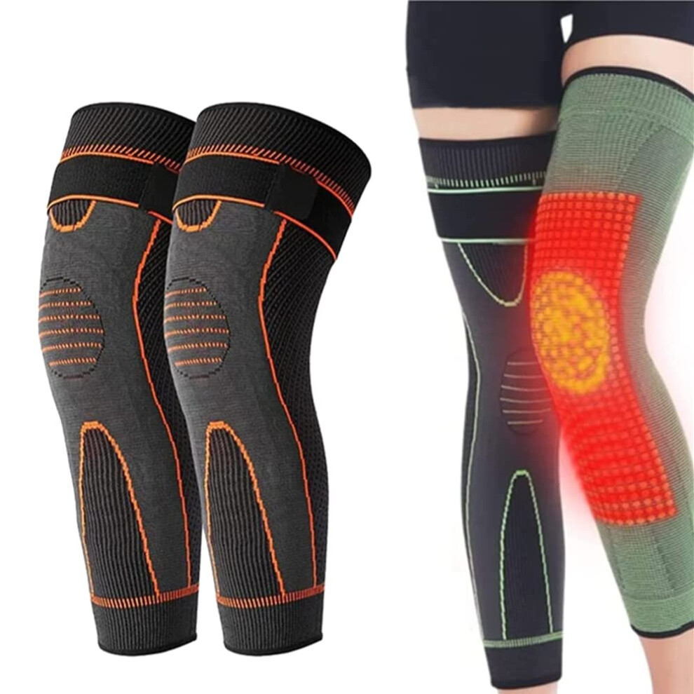 Orange Tourmaline Selfheating Knee Compression Sleeve For Pain Relief, Elastic Acupressure Support Pads M