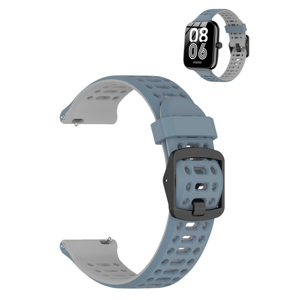 Replacement Silicone Smartwatch Band For Booomic Idw25 1.83', Soft Breathable QuickâRelease Sport Strap, Blue Grey Blue,Grey 9310869722625