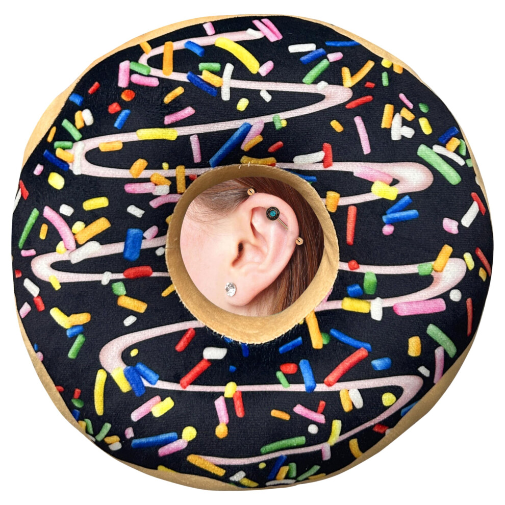 Ear Piercing Pillow for Side Sleepers, Donut Pillow for Ear Pain Relief with Adjustable Height and Soft Flannel Surface