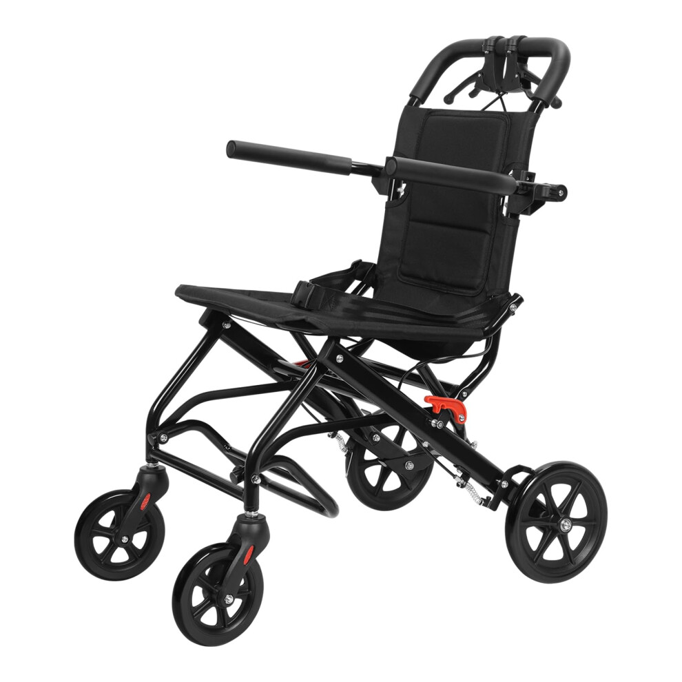 Lightweight Foldable Transport Wheelchair for Adults, Aluminum Frame, OneSecond Folding, 220lbs Capacity