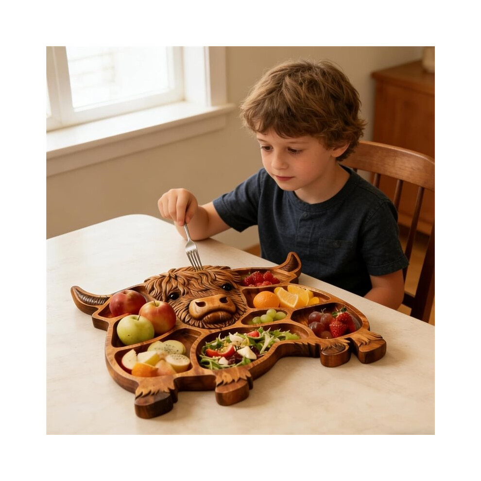 Wooden Charcuterie Board, Rustic Farmhouse Serving Board Made From Solid Wood With Compartments For Cheese, Meat, Fruit 4712810566206