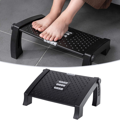 Adjustable Silicone Foot Rest for Office, Non Slip Ergonomic Foot Pad, Comfortable Support Black 1