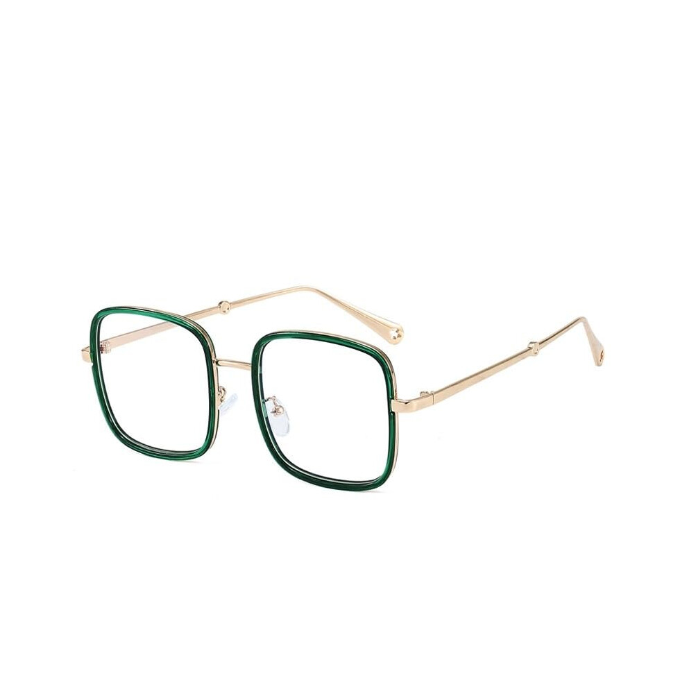 Green/Blue/Light Oversized Square Reading Glasses For Women +2.50 Frame, Blocking Antiglare Readers With Spring Hinge