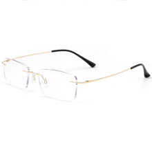 Rimless Rectangle Reading Glasses +2.5 Gold Frame for Men and Women, HD Clear Vision Lightweight Readers