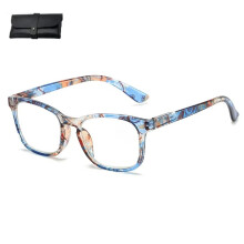 Blue Light Blocking Reading Glasses for Women 1.5, Fashion Pattern Blue Frame, Spring Hinge Comfort