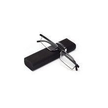Black Reading Glasses +2.5 for Men and Women, Lightweight Half Frame, HD Aspherical Lens, Comfort Fit