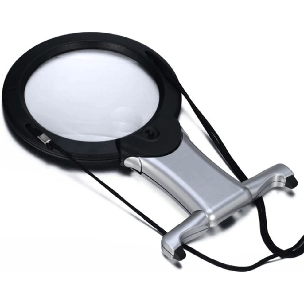 LED Magnifying Glass with Dual Lens, Builtin LED Lighting, Foldable Hands Reading Magnifier for Seniors