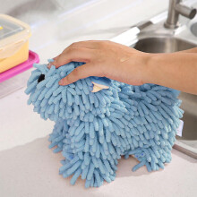 Cute Dog Microfiber Hand Towel Blue Plush Hanging Kitchen Towel Super Absorbent Quick Dry Soft