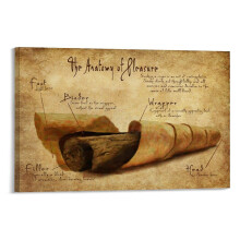 Cigar Anatomy Poster Vintage Wall Art Ready‑to‑Hang Canvas Framed 18x12 Inch ‑Resolution Print