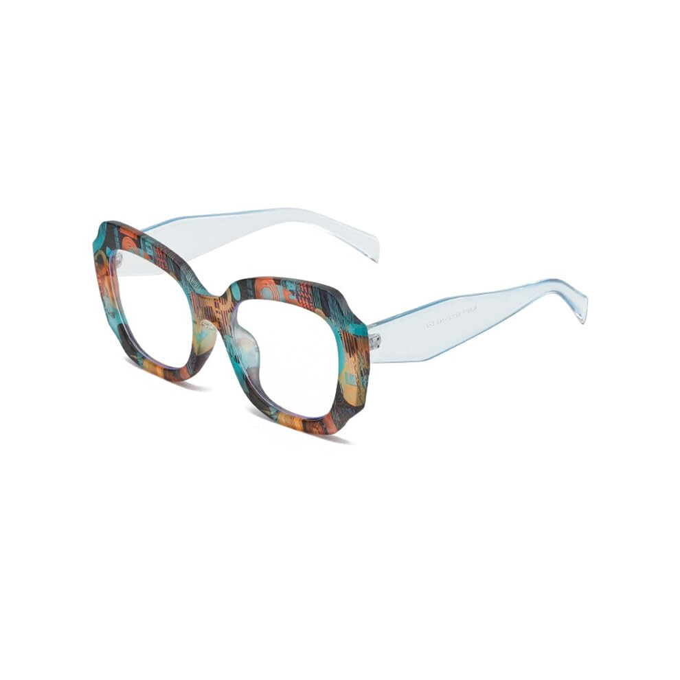Blue/Light Women's Oversized Cat Eye Blocking Reading Glasses 1.25X Large Frame Computer Readers