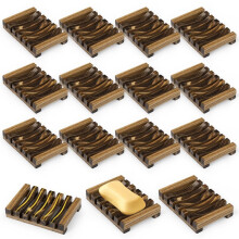 15Piece Wooden Soap Dish Set, SelfDraining Hollow Design Keeps Soap Dry Longer, Ideal for Bathroom and Kitchen