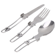 Foldable Camping Cutlery Set 3 in 1 Stainless Steel Utensils Lightweight Durable for Outdoor Picnic