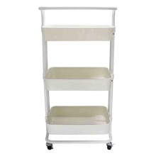 White 3 Tier Rolling Storage Cart with Adjustable Shelves, 360 Rotation and Smooth Wheels