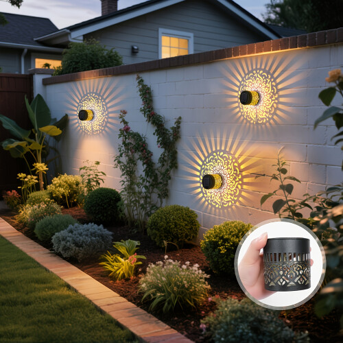 LED Wall Lights Powered by Solar Energy, Featuring Automatic On/Off Functionality, Smart Light Detection, 1
