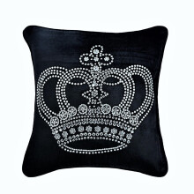 Zwarte decoratieve kussenhoes 20x20 inch met geometrische kroon