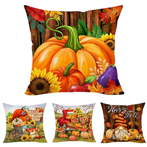 Capa de almofada decorativa de outono estilo fazenda, 45x45 cm (18x18 polegadas)