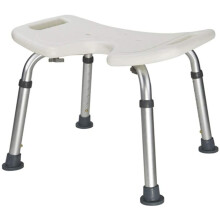 Adjustable Shower Chair for Elderly with Arms and Back, UShaped Seat, NonSlip Stable Legs, White B A