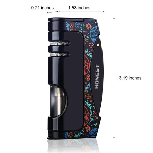 Windproof Refillable Torch Lighter with Adjustable Jet Flame and Cigar Punch TLBlack 1