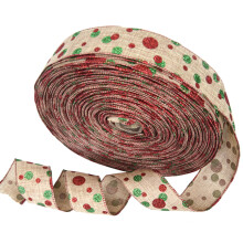 Christmas burlap ribbon with snowflakes and elk 8x10