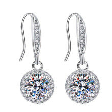 Brincos pendentes femininos, brincos de gota com zircônia cúbica lapidada em halo, design hipoalergênico, brincos de cobre sem níquel e sem