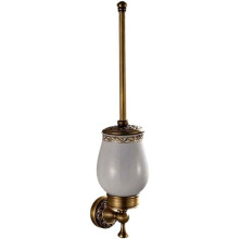 Antique Brass Engraved Wall Mounted Toilet Brush Holder Set, Quality Bathroom Décor Organizer (Ne Clr)