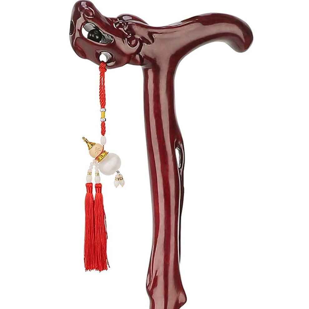 Handcarved Wooden Walking Cane with Dragon Design,  Load Capacity, AntiSlip Foot Pad for Adults