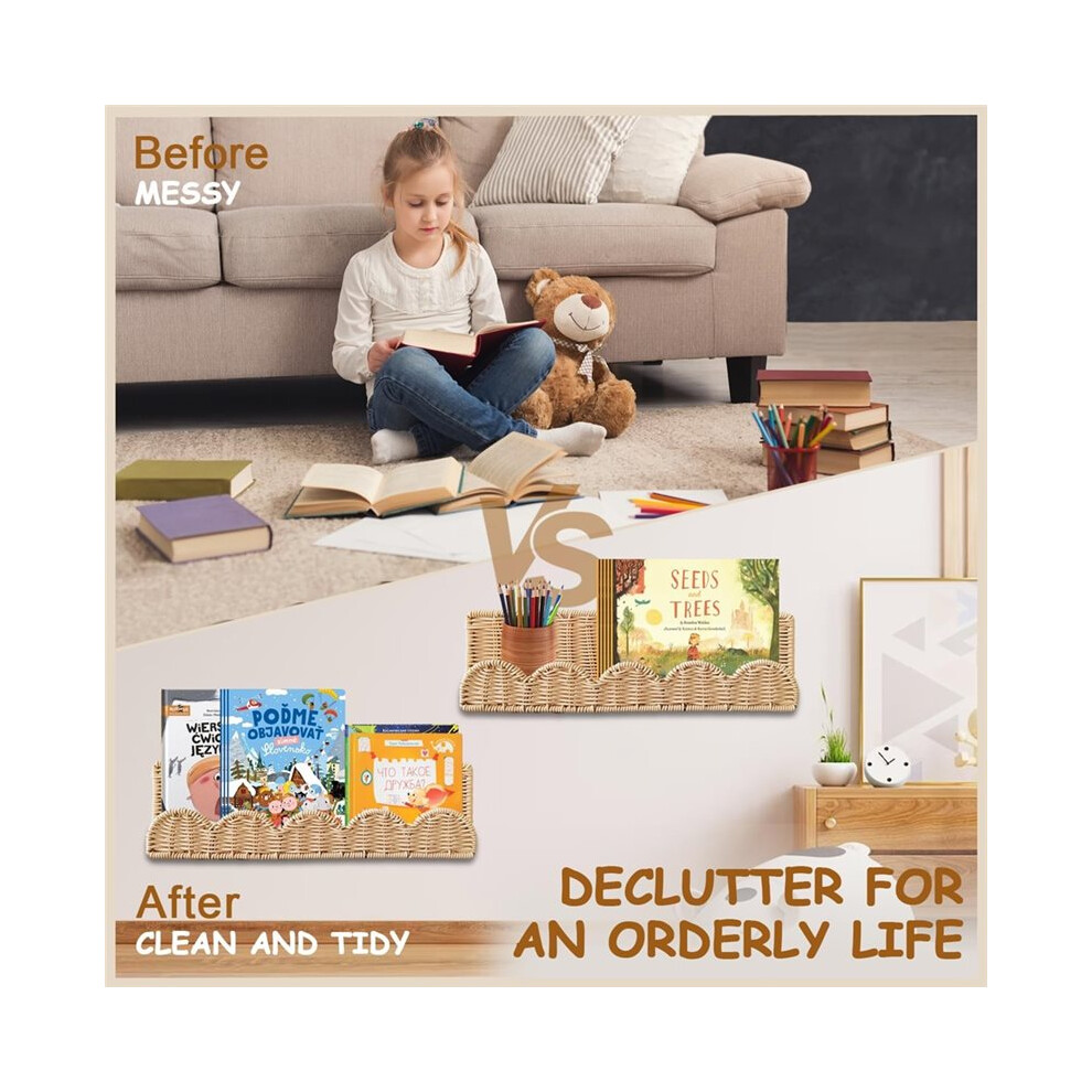 Kids Cloud Floating Bookshelf: 40 cm Set of 2 Wall Mounted Shelves with Large Storage Solution for Nursery Bedroom