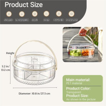 Chilled Serving Tray with Lid Dip Holder & Handle for Fruits, Veggies, Appetizers, Ideal for Parties, Picnics, Travel