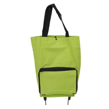 Foldable Shopping Cart with Wheels Multifunctional Fabric Rolling Shopping Bag for Travel Green