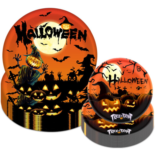 Halloween engangsservicesæt – 10 dele spøgelse & 2