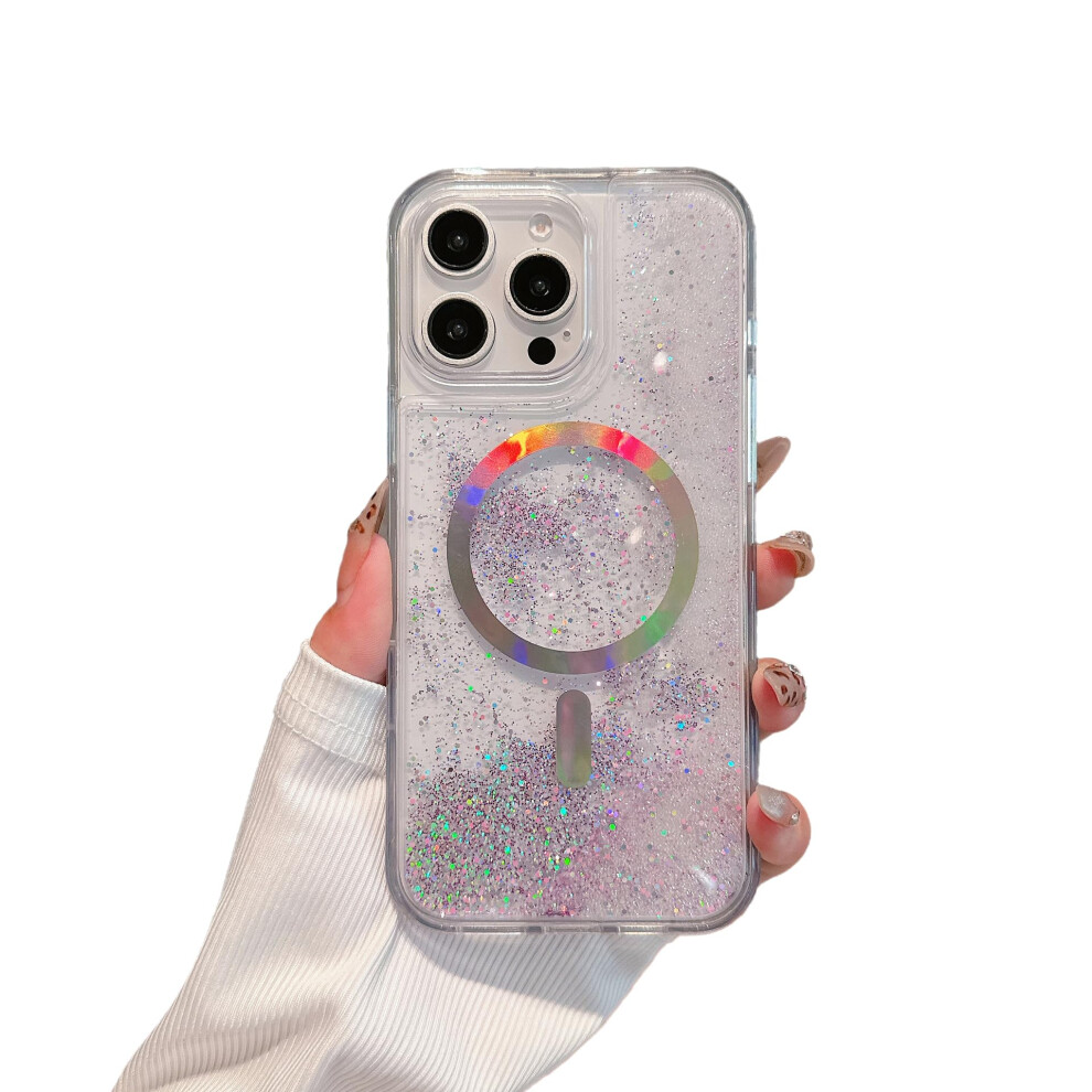 Magsafe Compatible Iphone 14 Pro Case With Shockproof Tpu, Glitter Liquid Design And Camera Lens Guard (Purple) Purple 9310869725114