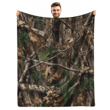 Soft Plush Camouflage Throw Blanket 80x60 for Men, Extra Large Hunting Camo Blanket for Outdoor Use