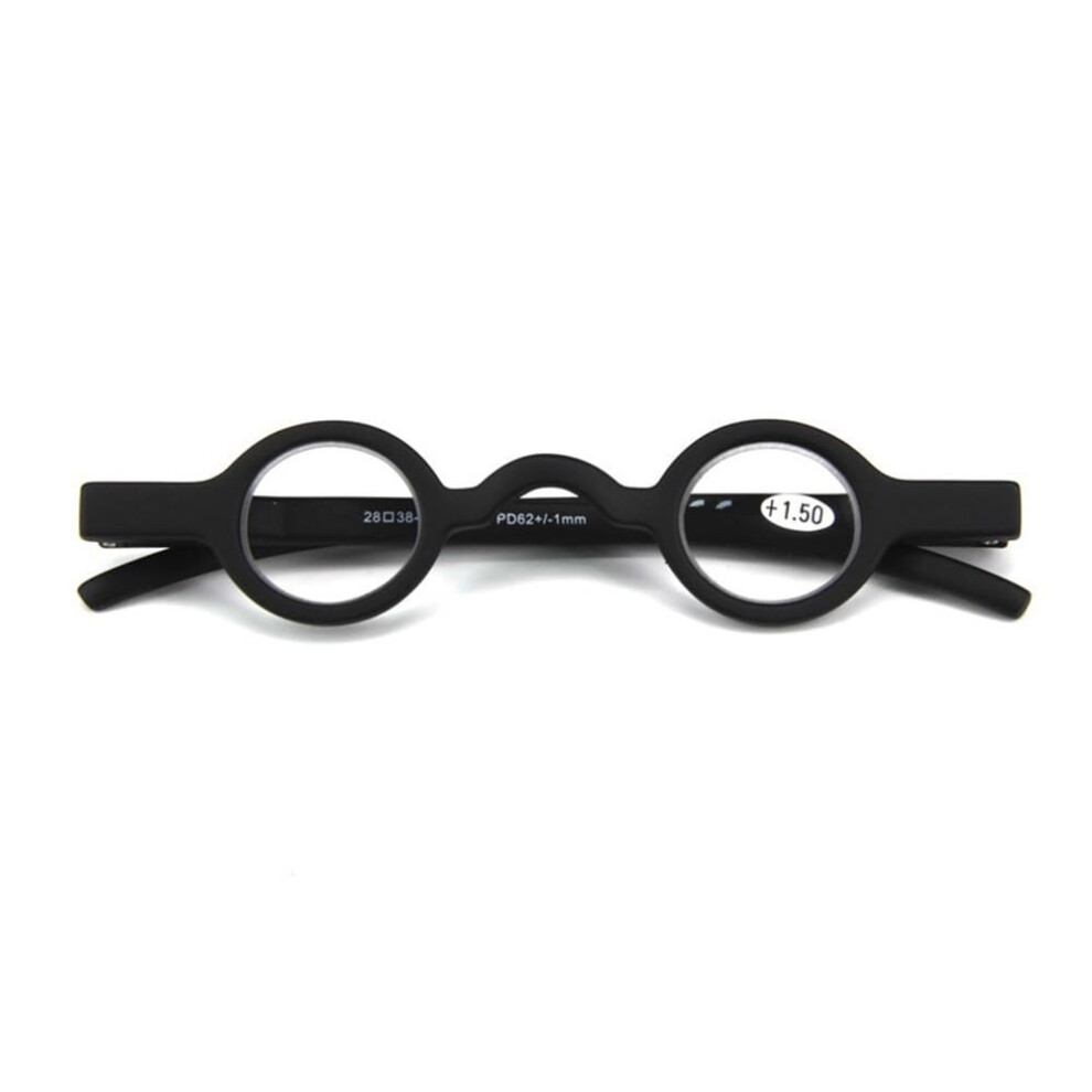 Vintage Round Reading Glasses +1.5 Magnification Black Lightweight Unisex Comfort Fit for Daily Reading