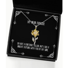 Sunflower Pendant Necklace for Girlfriend or Fiancee, Meaningful Gold Jewelry Gift for Anniversary or Holiday