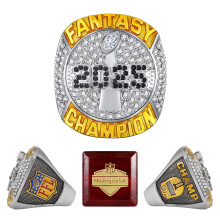 2025 Fantasy Football Championship Ring with Wooden Box, League Winner Trophy Award Keepsake