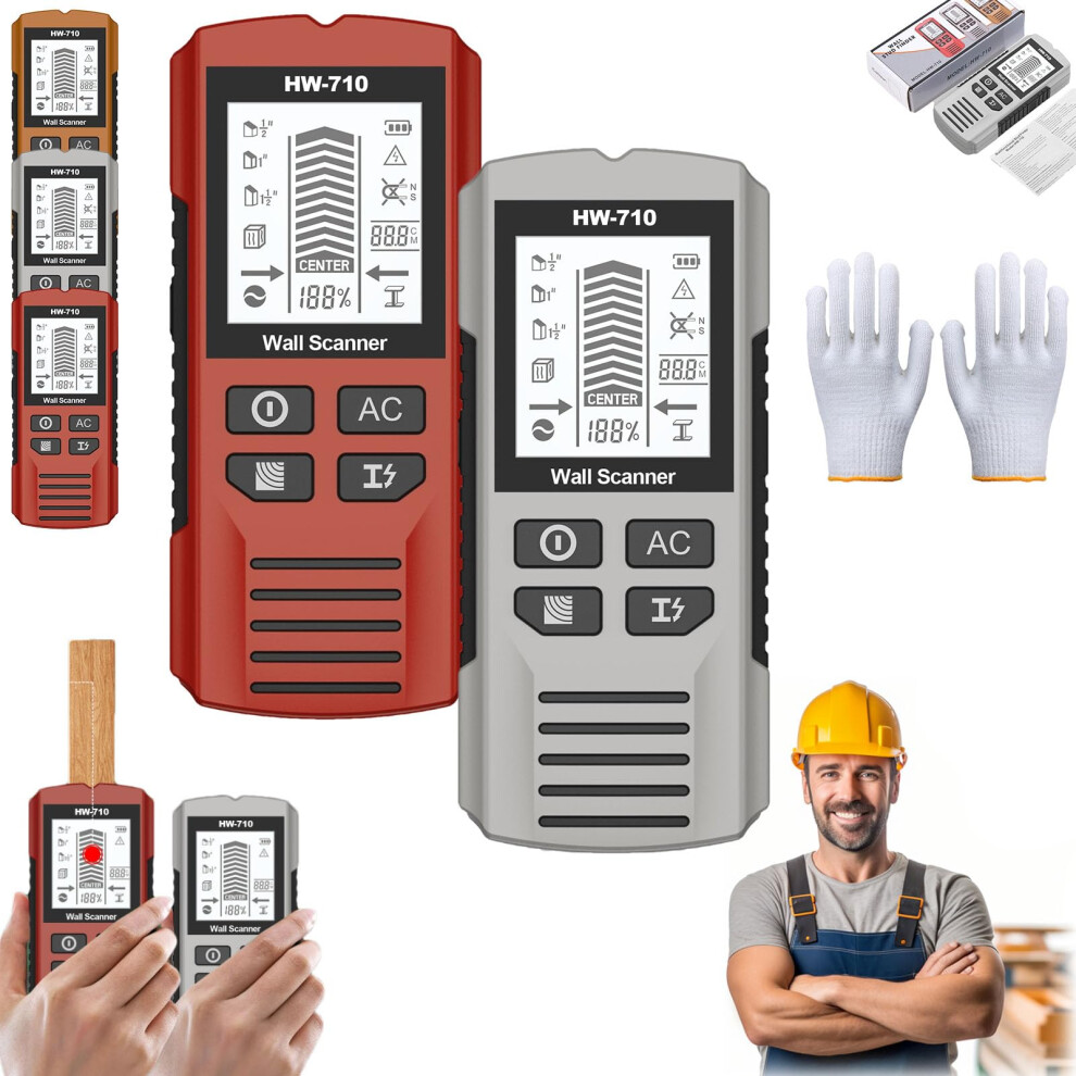 Rechargeable Stud Finder With Hd Lcd Display, Handheld Wall Scanner For Metal, Wood And Wire Detection (2Pc3) 9351714921503