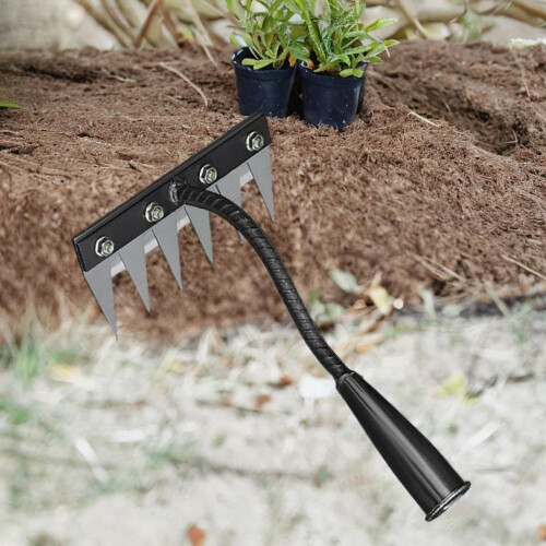 Manual Weeder Tool with Sharp Metal Claws, Ergonomic Weed Puller for Garden Lawn Backyard, 6 Tines 1