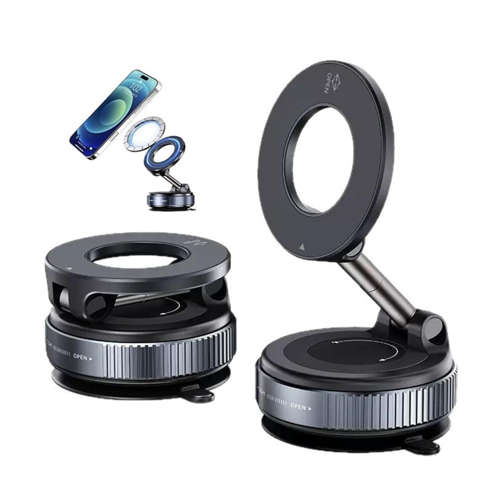 Car Phone Mount With Magnetic Snap Attachment For Magsafe, 360 Adjustable Vacuum Suction Holder For Dashboard, Mirror And Car 9310869691587
