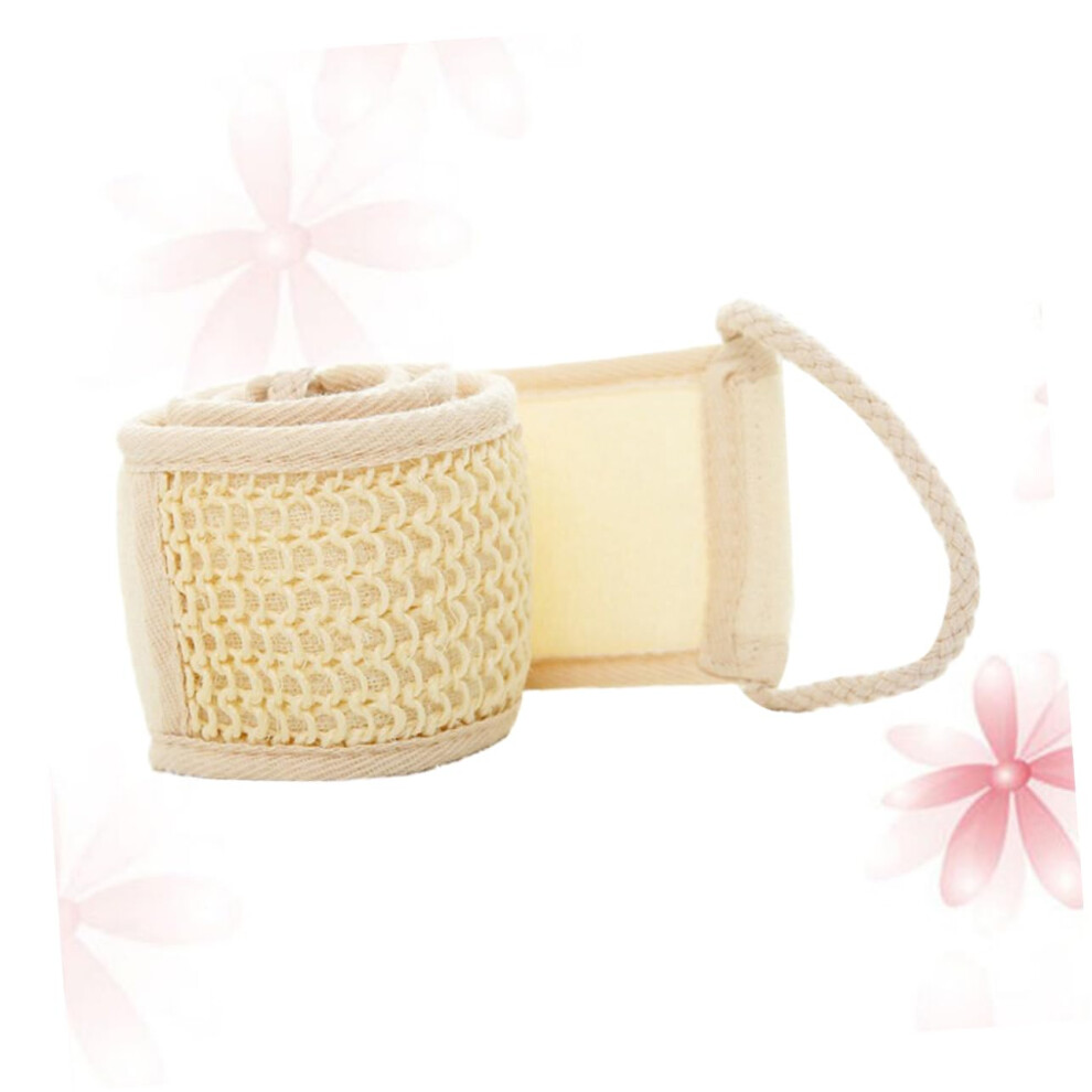 Exfoliating Back Scrubber for Shower, Natural Cotton and Linen Bath Scrubber with Long Reach and Gentle Exfoliation