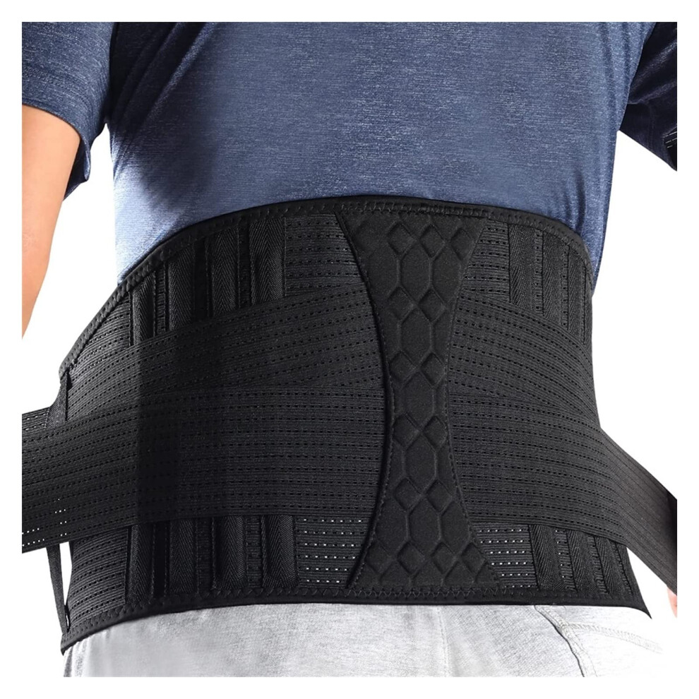 Black Lower Back Brace For Men And Women, Breathable Orthopedic Lumbar Support Belt For Sciatica Pain Relief, L