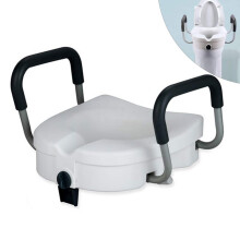 Raised Toilet Seat with Adjustable Padded Armrests, Ergonomic Contoured Toilet Safety Seat for Elderly