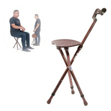 Folding Walking Cane with Seat for Seniors, Adjustable Height 2 in 1 Cane Chair, NonSlip Stable Base