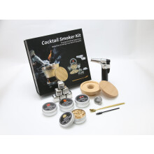 Cocktail Smoker Kit with Torch, Old Fashioned Whiskey Smoker Set, 4 Wood Chips, Stainless Steel Chillers