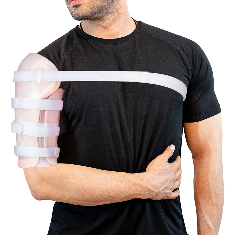 Humeral Fracture Brace for Broken Upper Arm, Breathable Shoulder and Arm Splint with Stable Fixation (M)