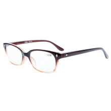 Vintage Plastic Frame Reading Glasses +1.25 Brown Clear Lightweight Readers with Spring Hinges