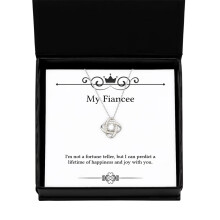 Fiancee Gift Necklace Heart Love Knot Silver Pendant, Elegant Sentimental Jewelry for Valentines Day