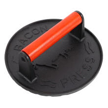 Heavy Duty Cast Iron Burger Press with Ergonomic Handle for Even Browning and Outdoor Griddle Cooking