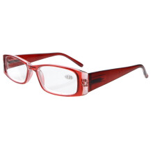 Red Rectangular Reading Glasses +3.0 for Adults, Clear Magnification Readers with Flexible Spring Hinges